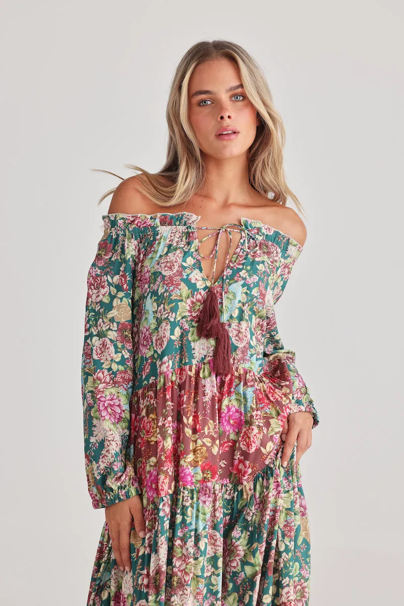 Damascus Mid Sleeve Dress, Rose Garden