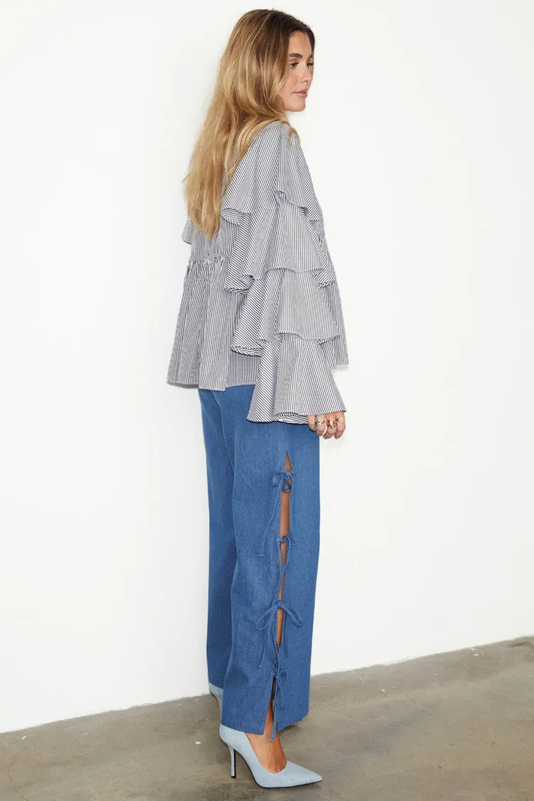 Denim Tie Side Trousers