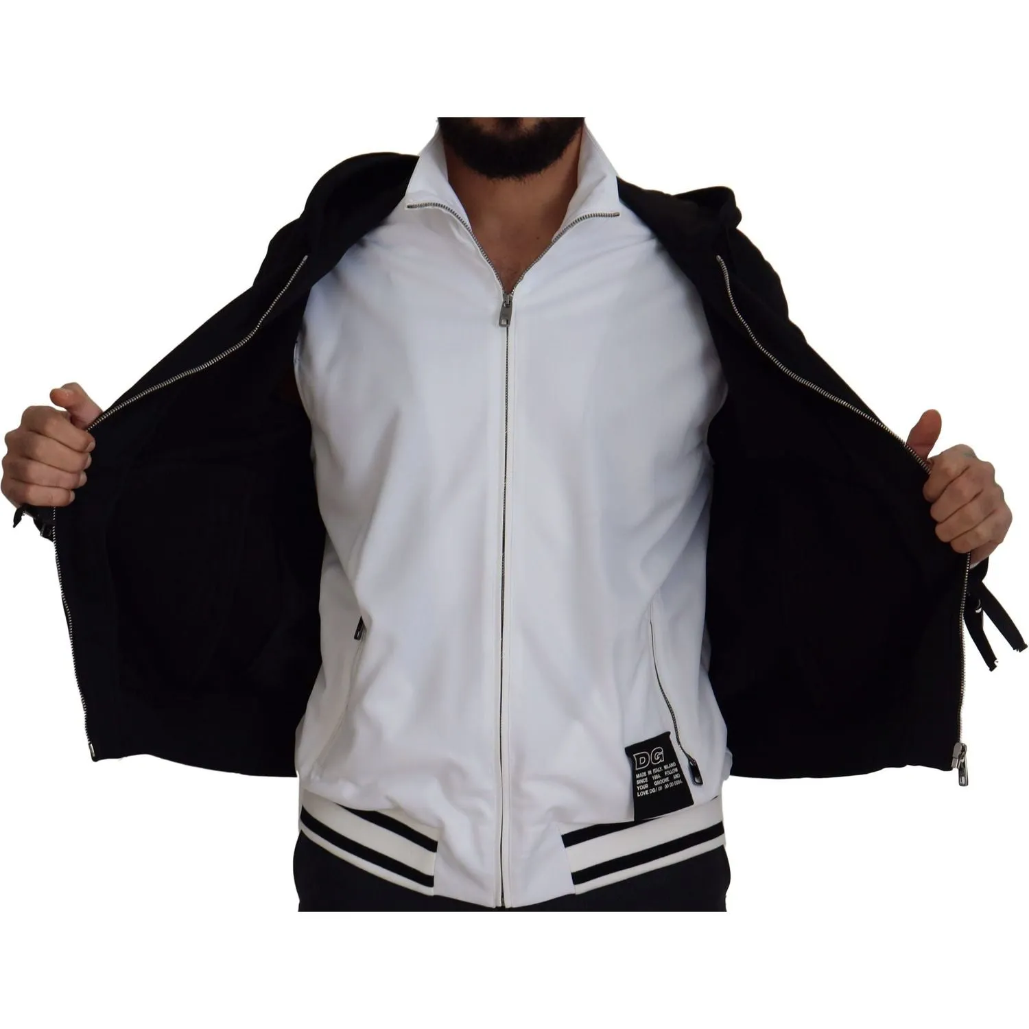 Dolce & Gabbana Elegant Black Bomber Jacket with Hood