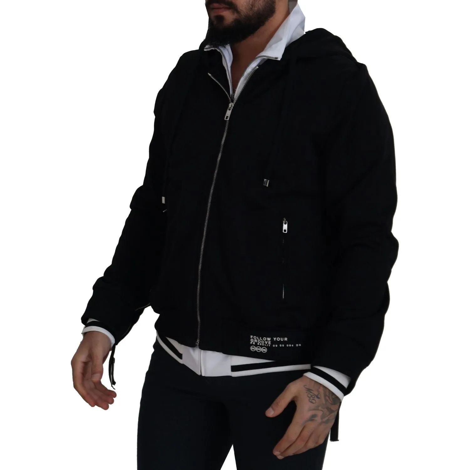 Dolce & Gabbana Elegant Black Bomber Jacket with Hood