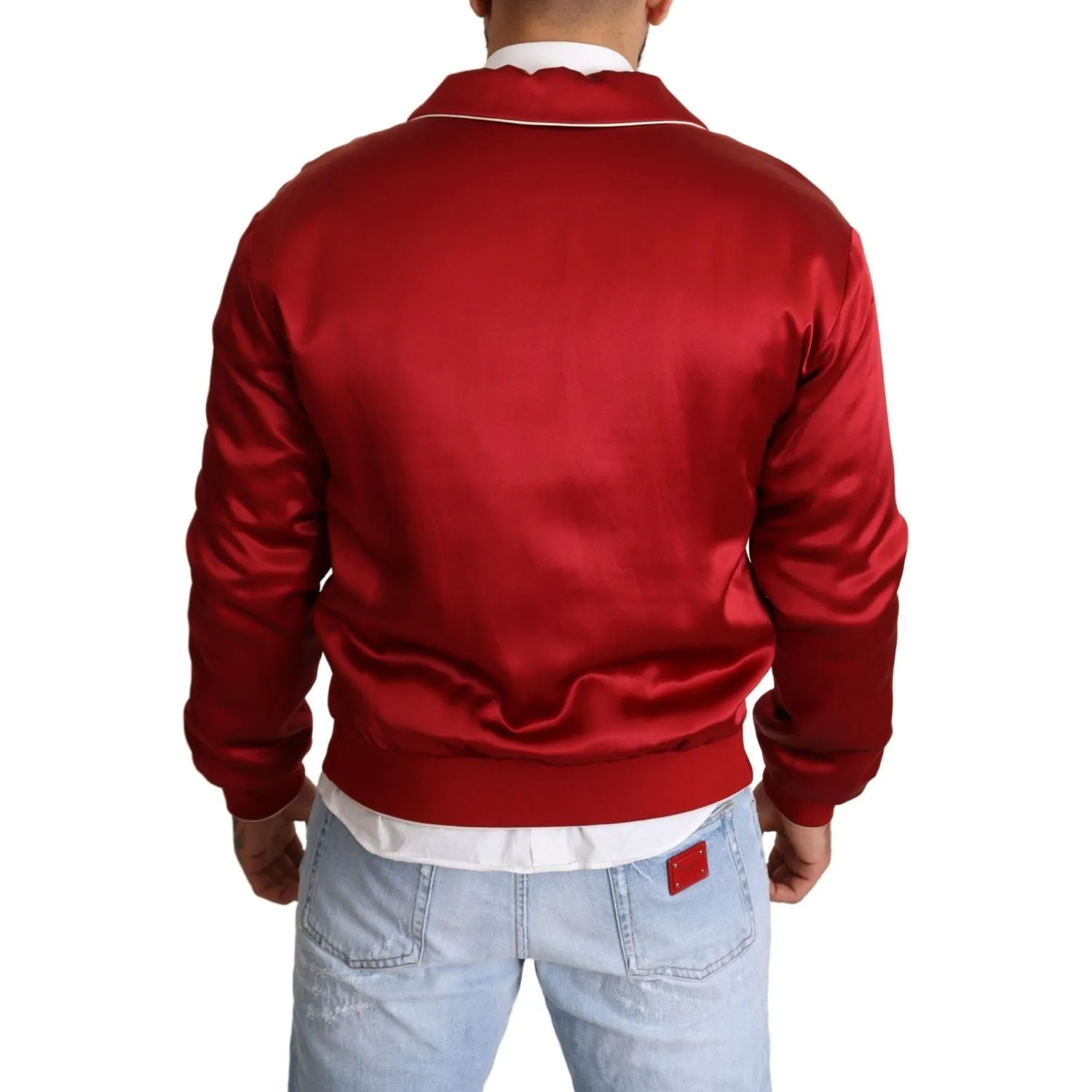 Dolce & Gabbana Sumptuous Silk Red Bomber Jacket