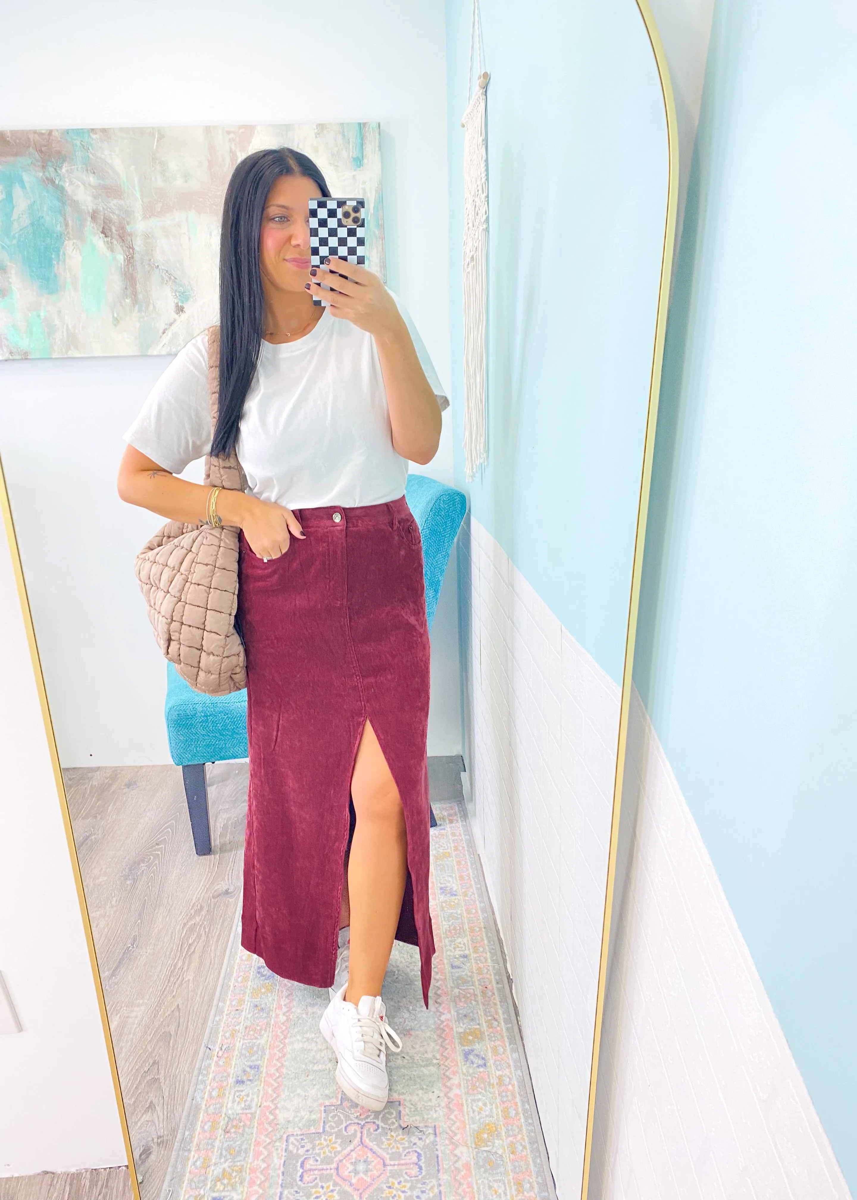 'Dorothy' Ruby Chenille Brushed Stretch Maxi Skirt