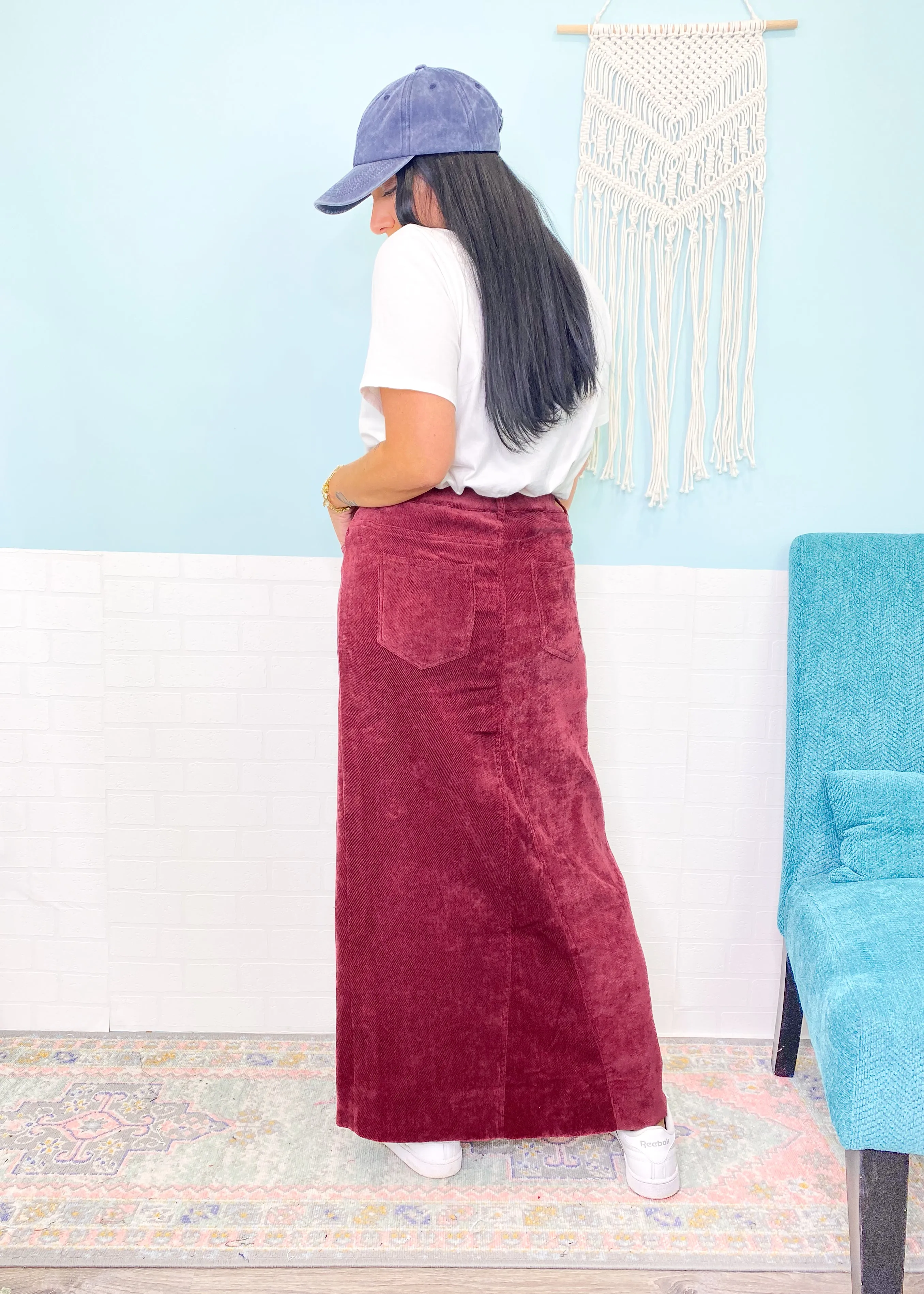 'Dorothy' Ruby Chenille Brushed Stretch Maxi Skirt