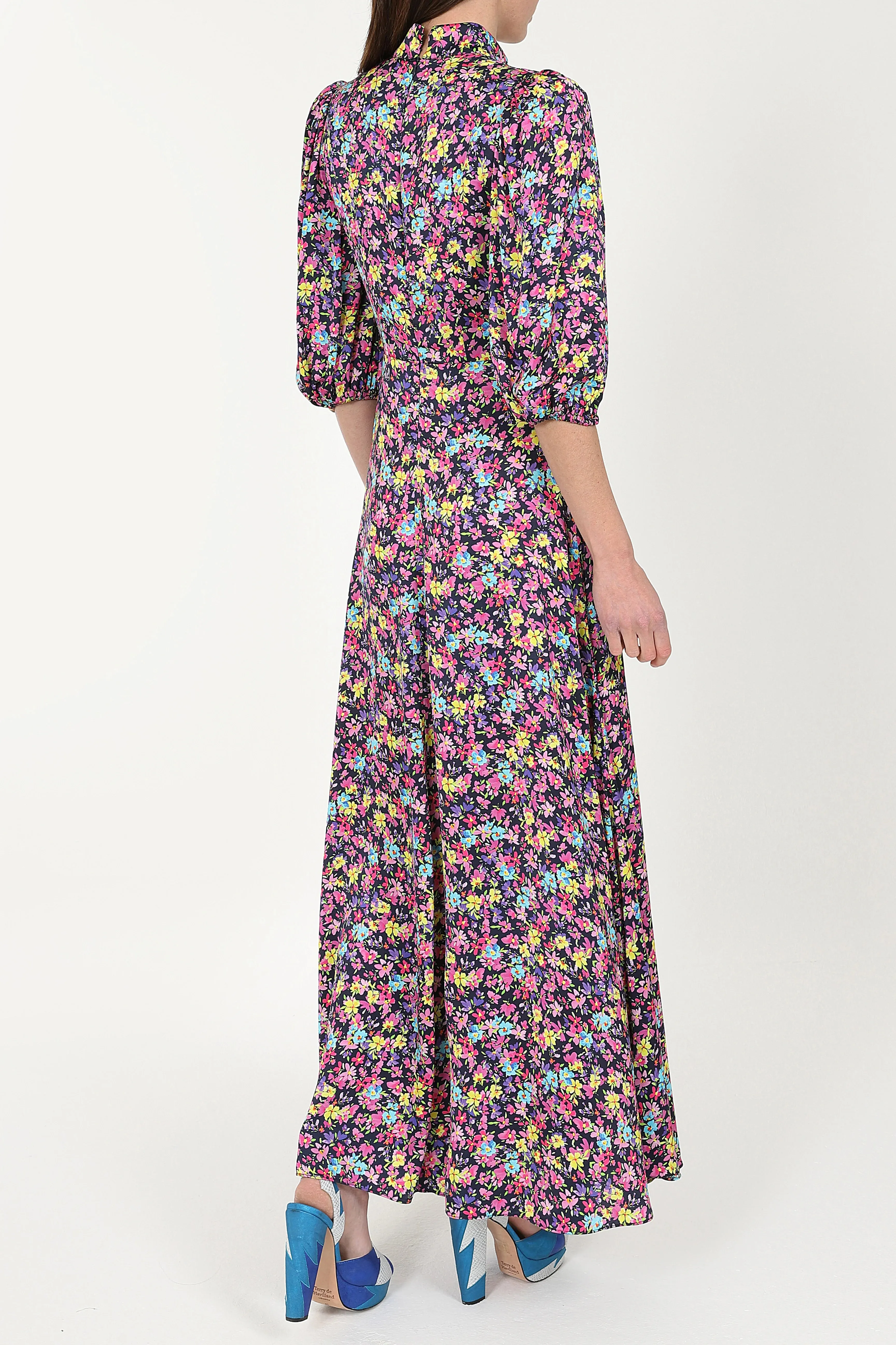 Elena Maxi Dress in Navy Ditsy