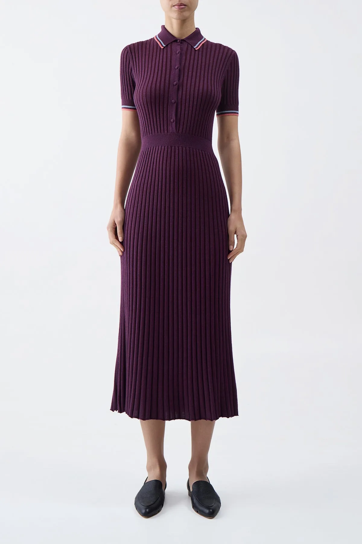 Eyot Knit Maxi Dress in Italian Plum Cashmere Silk