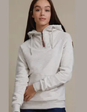 Faith Half Zip Oatmeal Kangaroo Hoodie