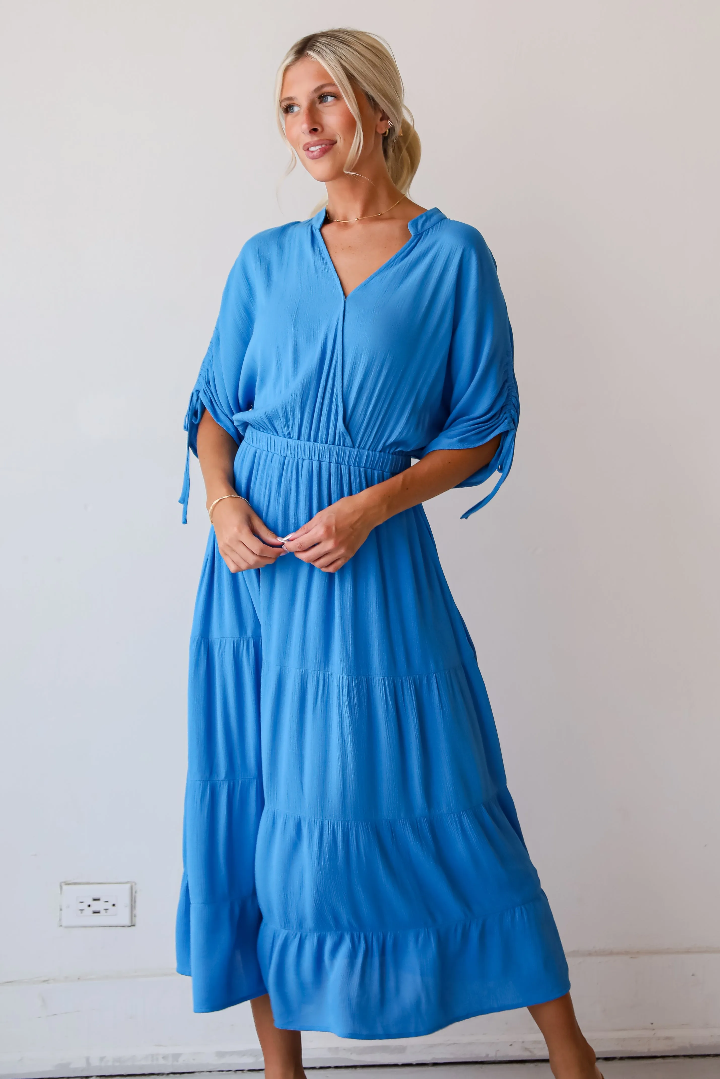 FINAL SALE - Pristine Darling Blue Tiered Maxi Dress