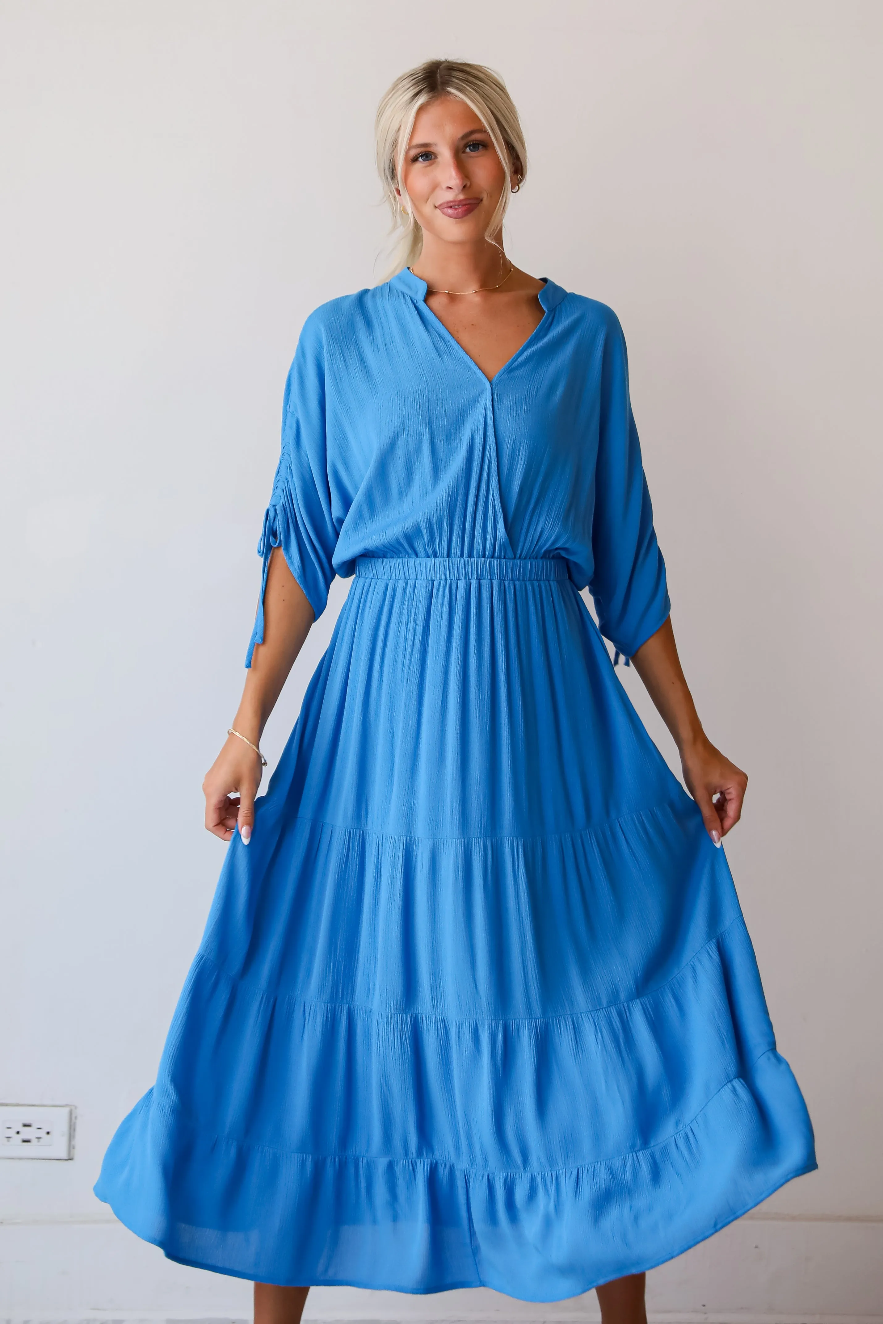 FINAL SALE - Pristine Darling Blue Tiered Maxi Dress