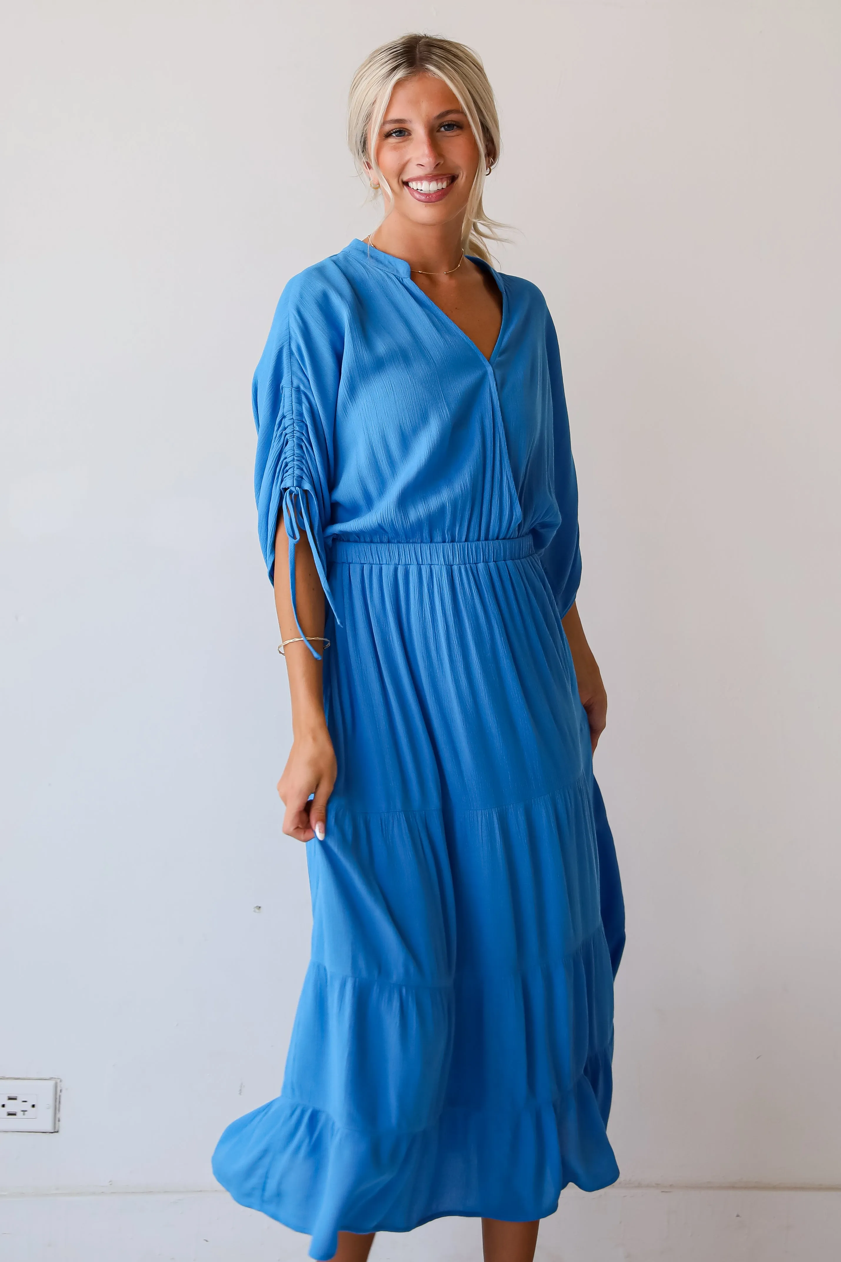 FINAL SALE - Pristine Darling Blue Tiered Maxi Dress