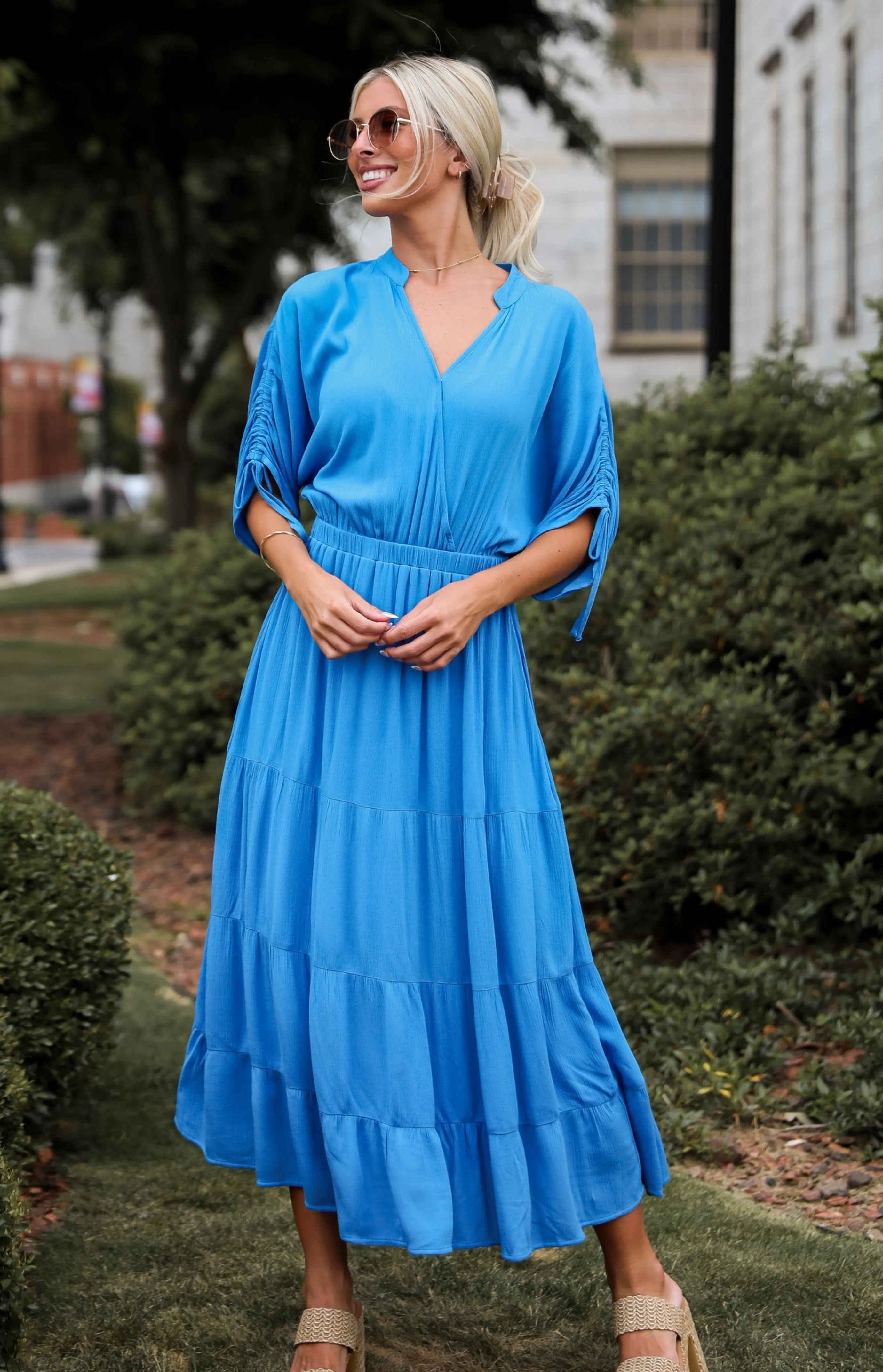 FINAL SALE - Pristine Darling Blue Tiered Maxi Dress