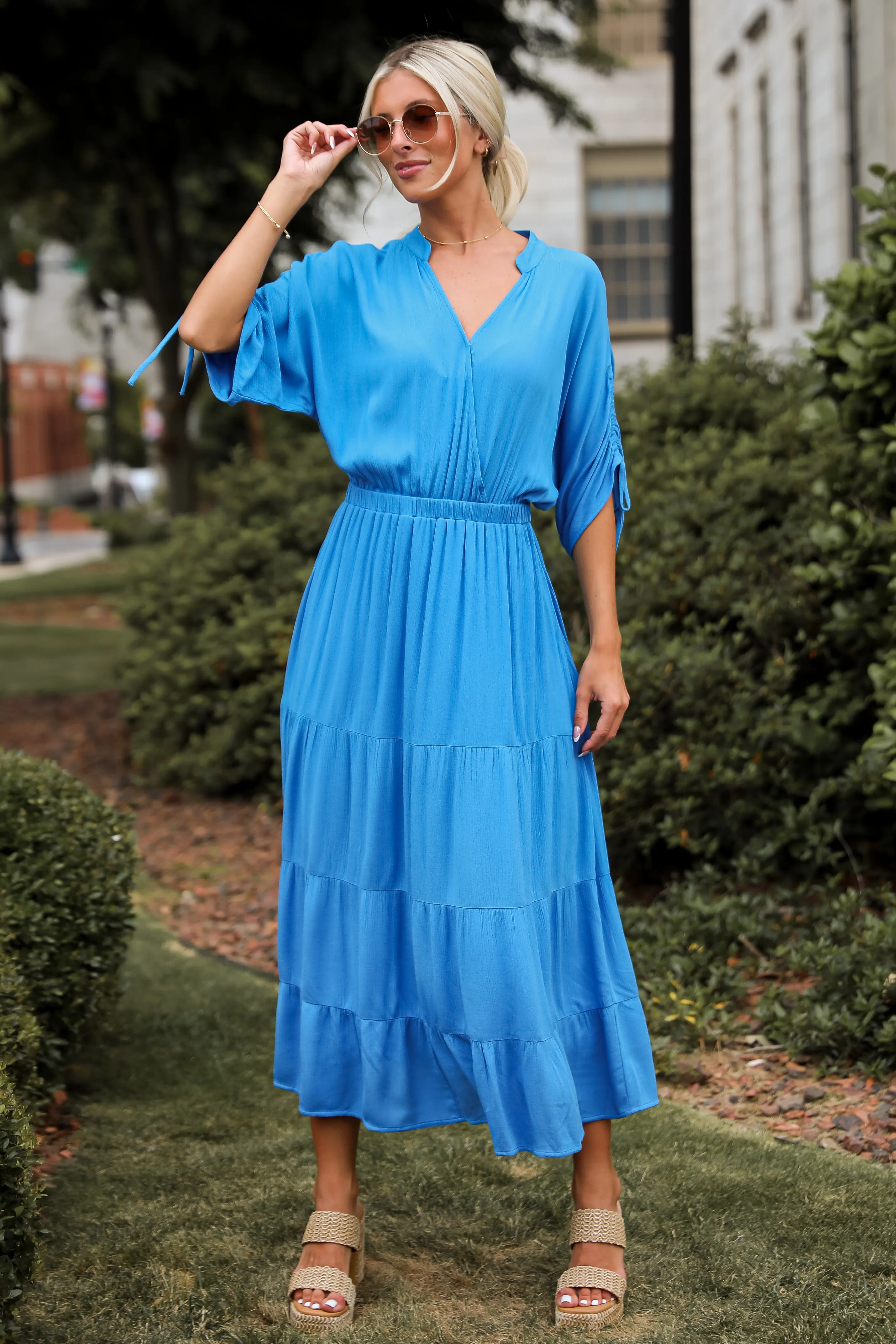 FINAL SALE - Pristine Darling Blue Tiered Maxi Dress