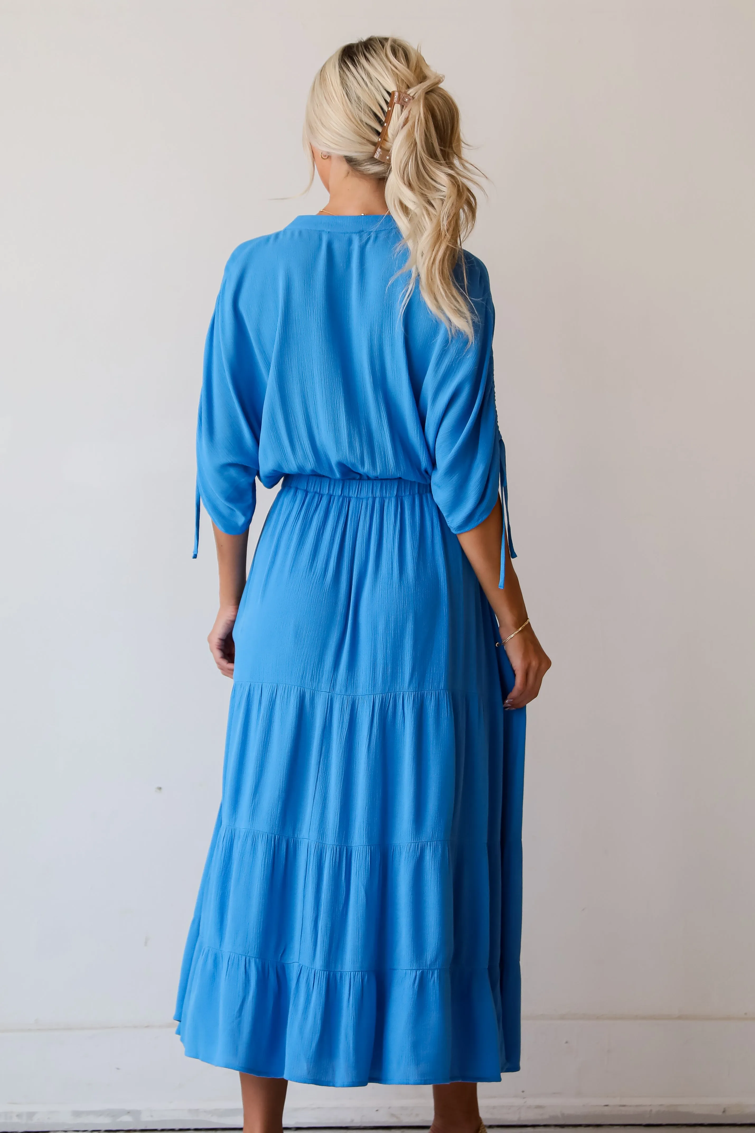 FINAL SALE - Pristine Darling Blue Tiered Maxi Dress