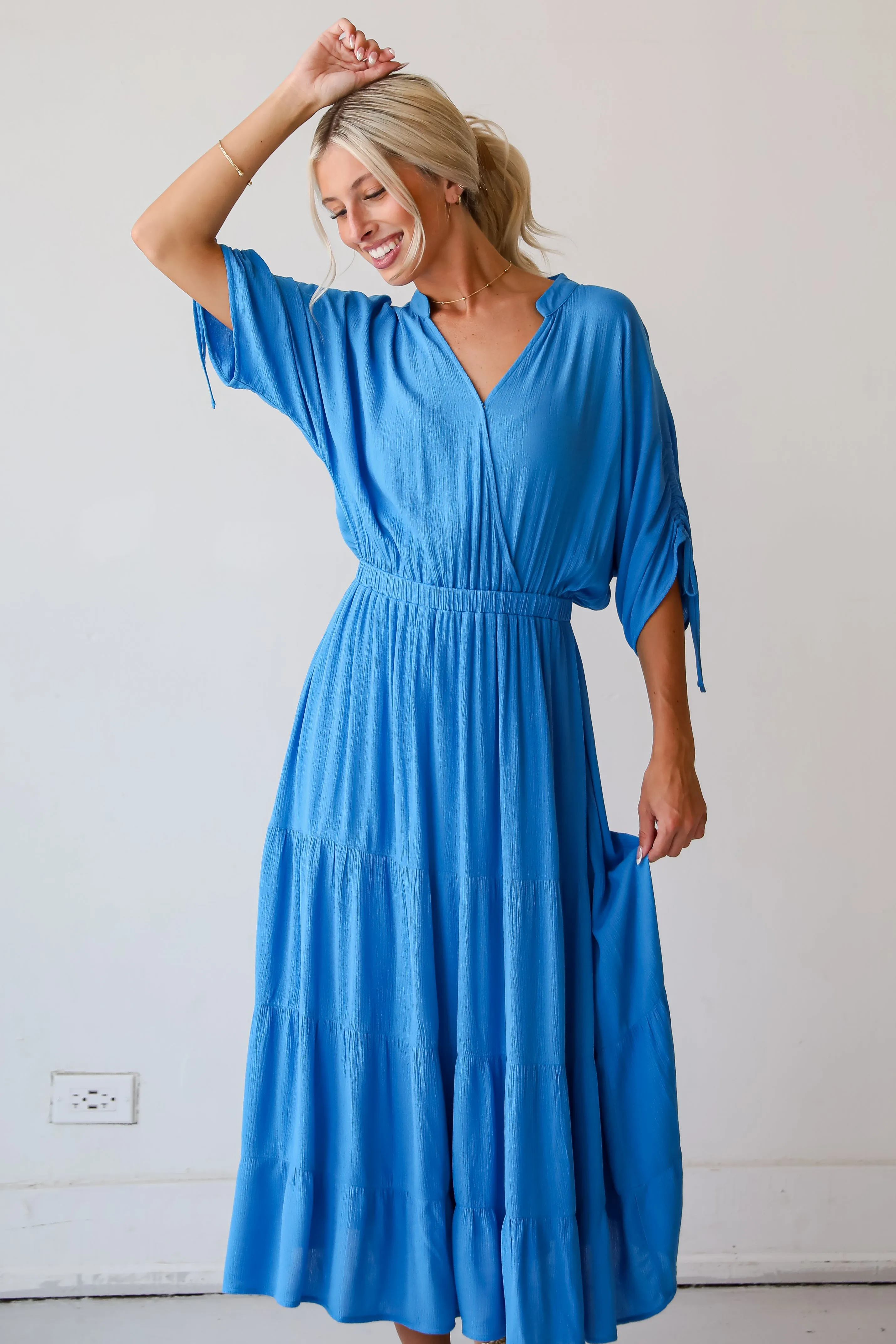 FINAL SALE - Pristine Darling Blue Tiered Maxi Dress