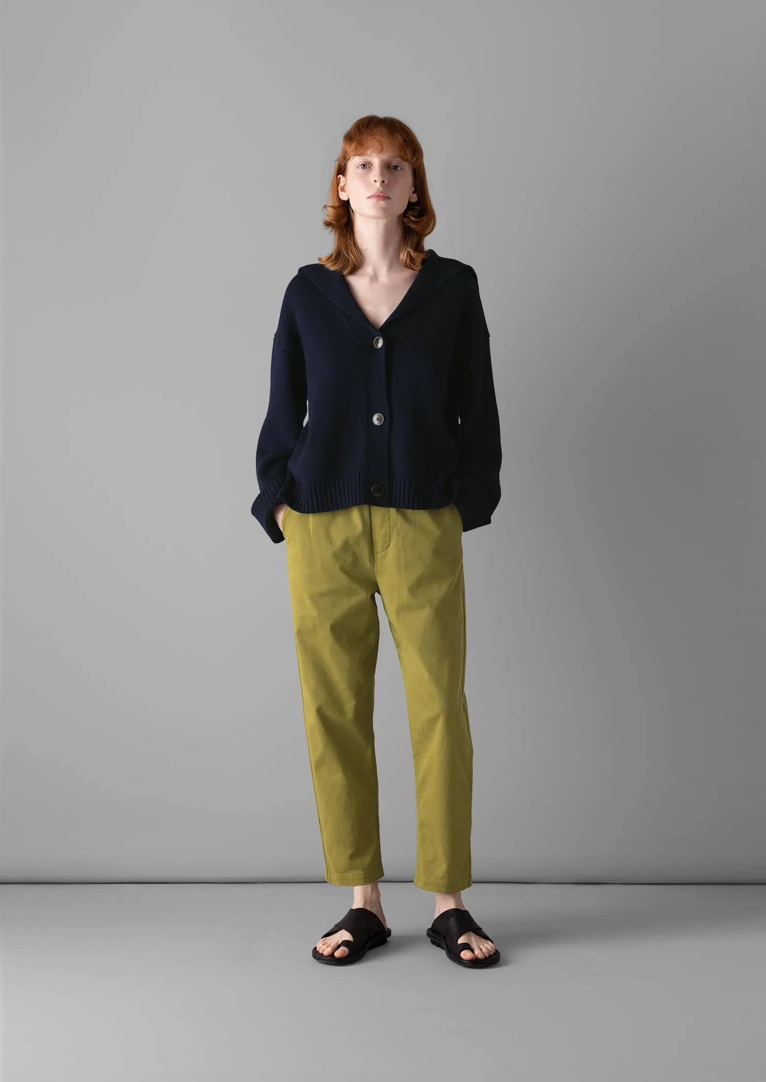 Gabi Cotton Pull On Pants | Wax Green