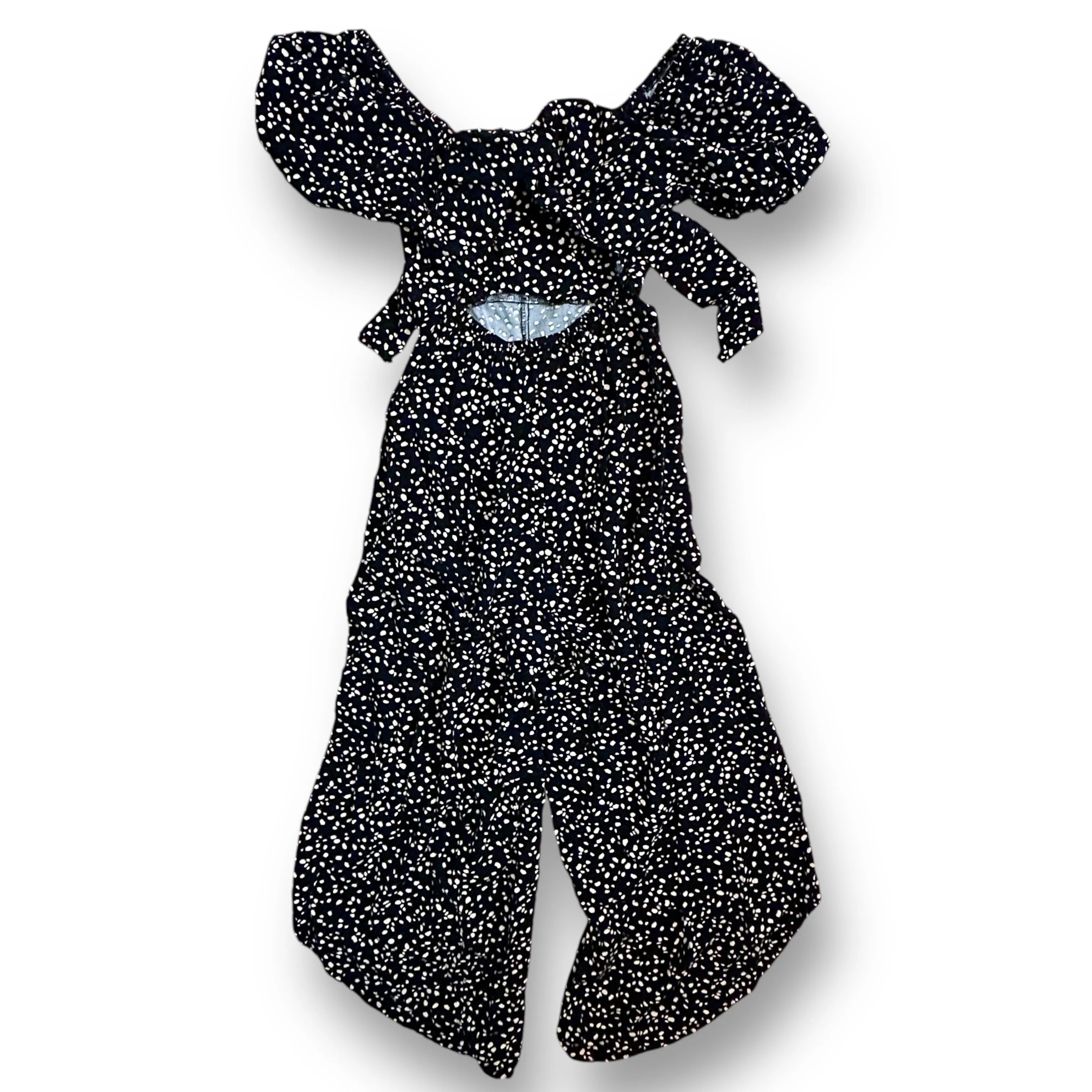 Girls Miami Size 12 Black Print Flowy One-Piece Jumpsuit