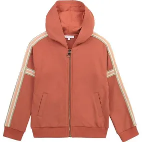 Girls Orange Zip-Up Logo Hoodie