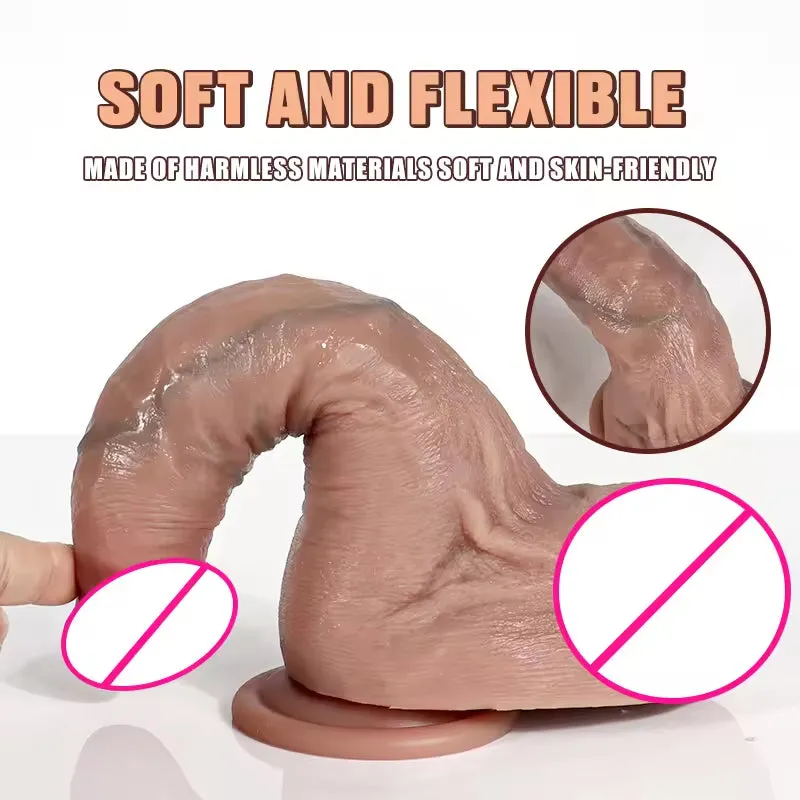 Girthy Realistic Anal Dildo Butt Plug - Lifelike Silicone Penis Vagina Prostate Massage Milk