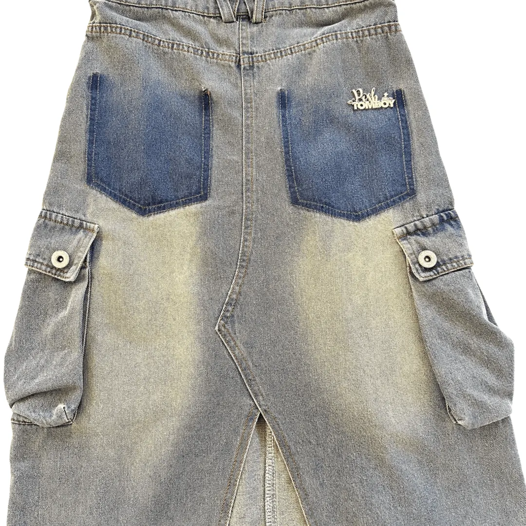 Harlem Cargo Pocket Denim Overall Dress