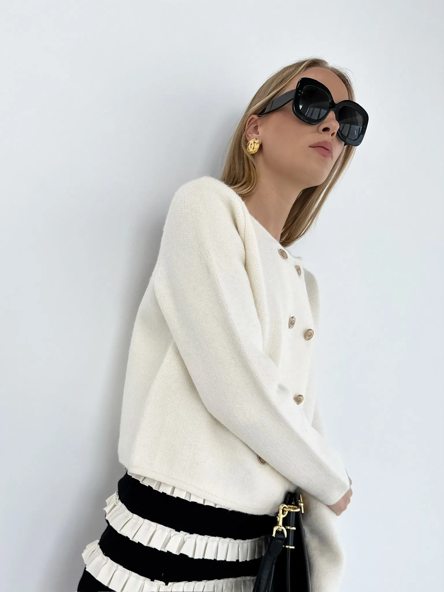 Harri Double Breasted Cardigan | Cream