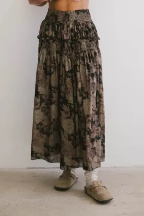 Heather Floral Maxi Skirt in Black