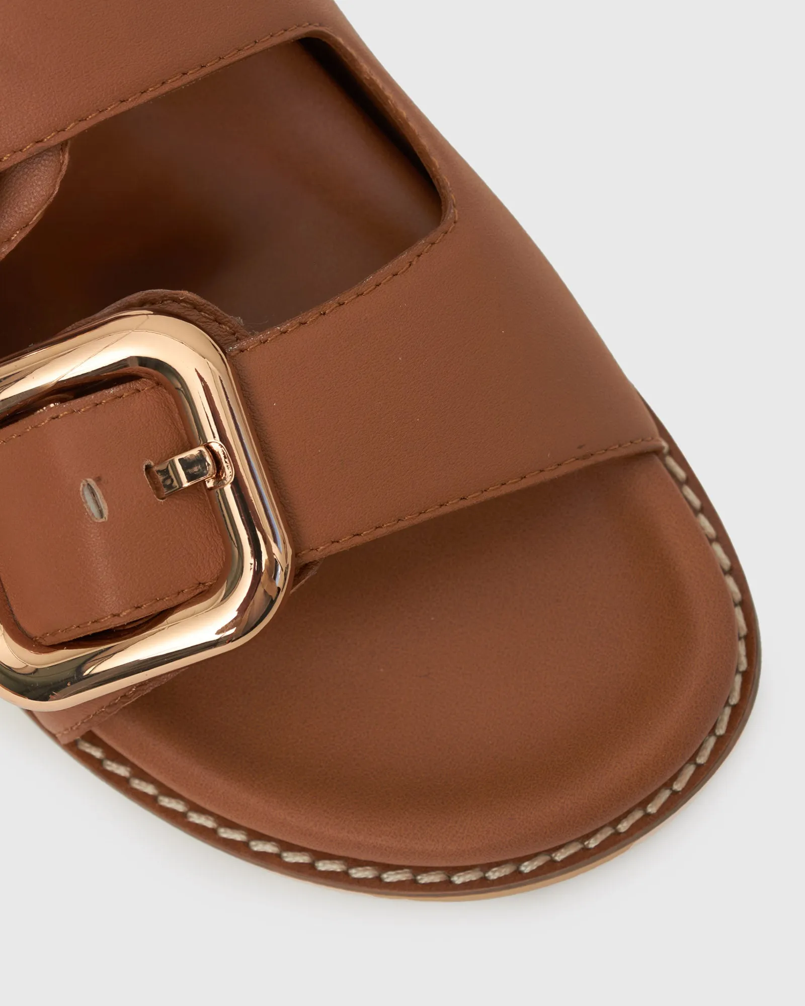 HUNTER Buckle Detail Leather Slides