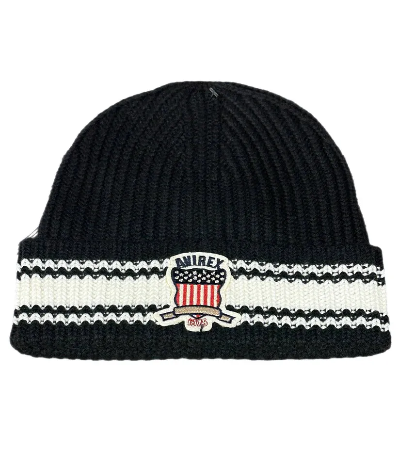 Icon Striped Beanie (Black) - AVF23BA03BLK