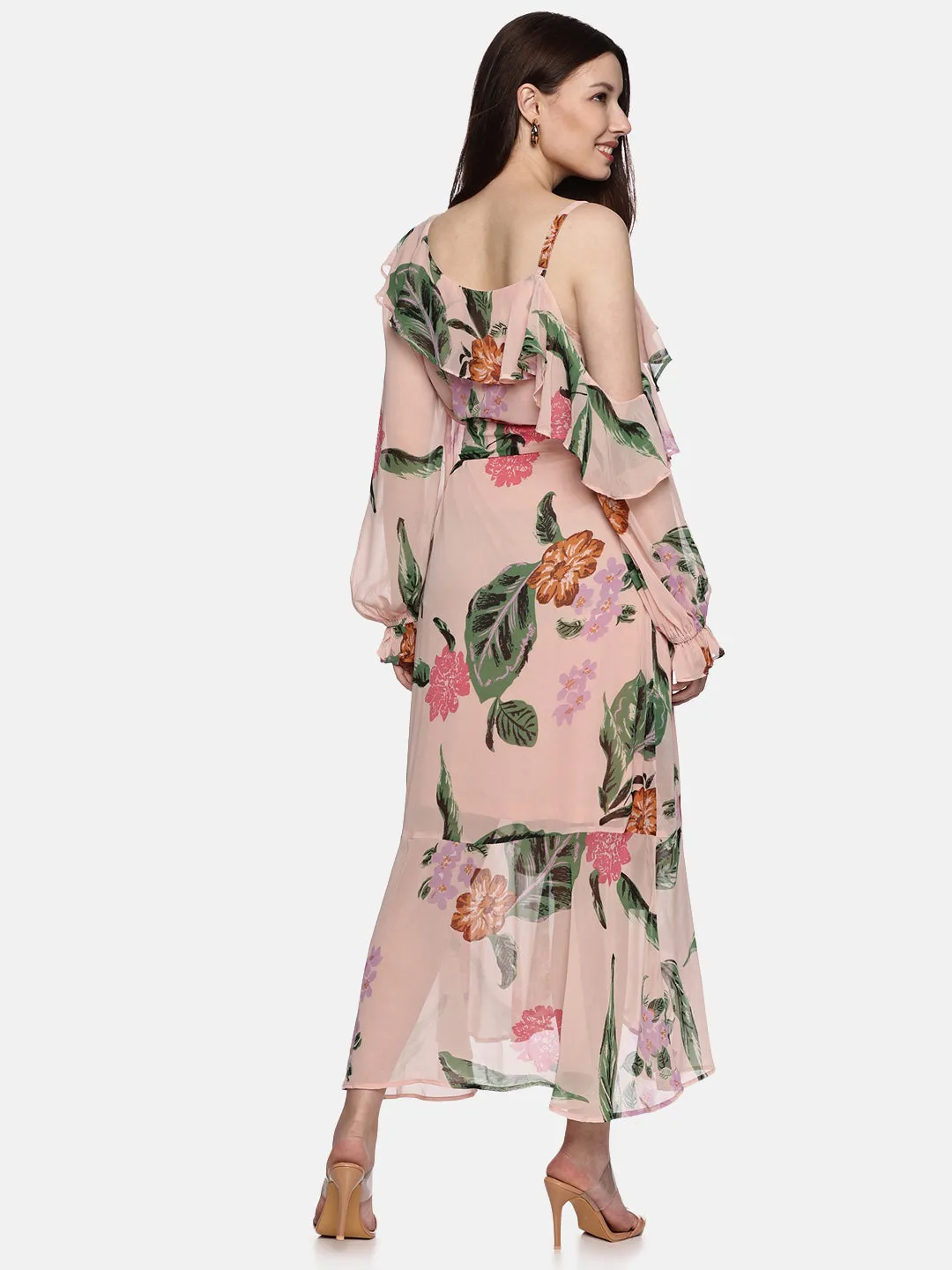 IS.U Floral Multicolor Ruffled Wrap Dress