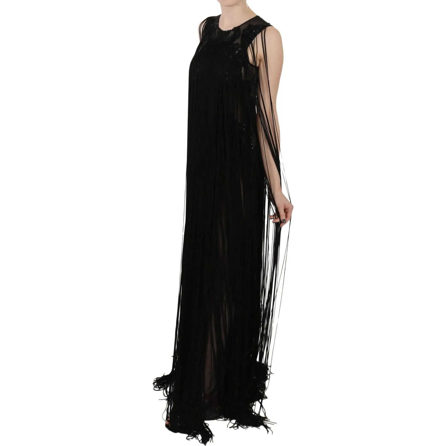 John Richmond Sheer Sequined Maxi Elegance Dress