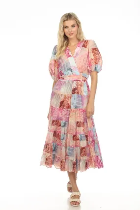 Johnny Was Jade Annalise Floral Patchwork Midi Dress Boho Chic L35623