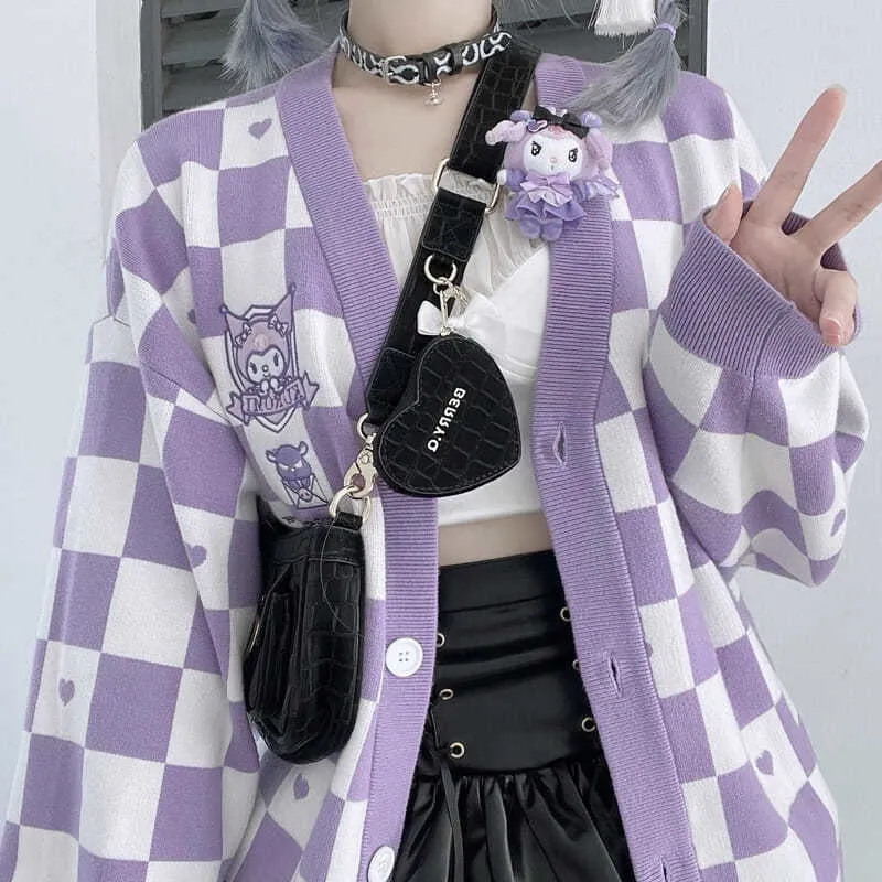 Kawaii Checkered Cardigan