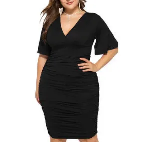 Ketty More Women Plus Size V-Neck Fashionable Slim Bodycon Dress - KMWDC6306