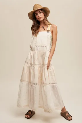 Leta Laced and Tiered Romantic Overall Maxi Dress