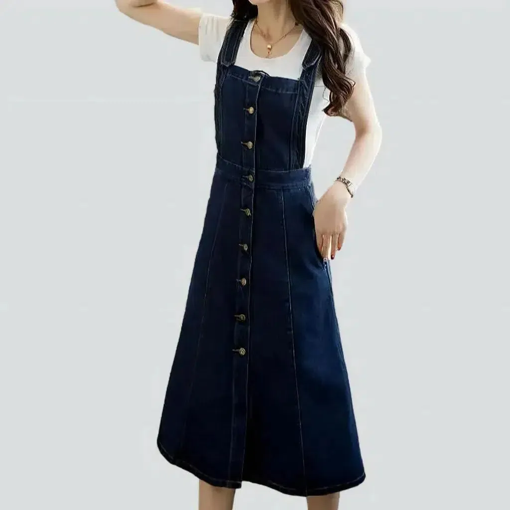 Long dark denim dress