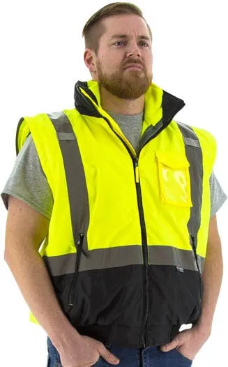 Majestic 75-1383 High Visibility 8-IN-1 Waterproof jacket With High Visibility Liner Ansi 3, R