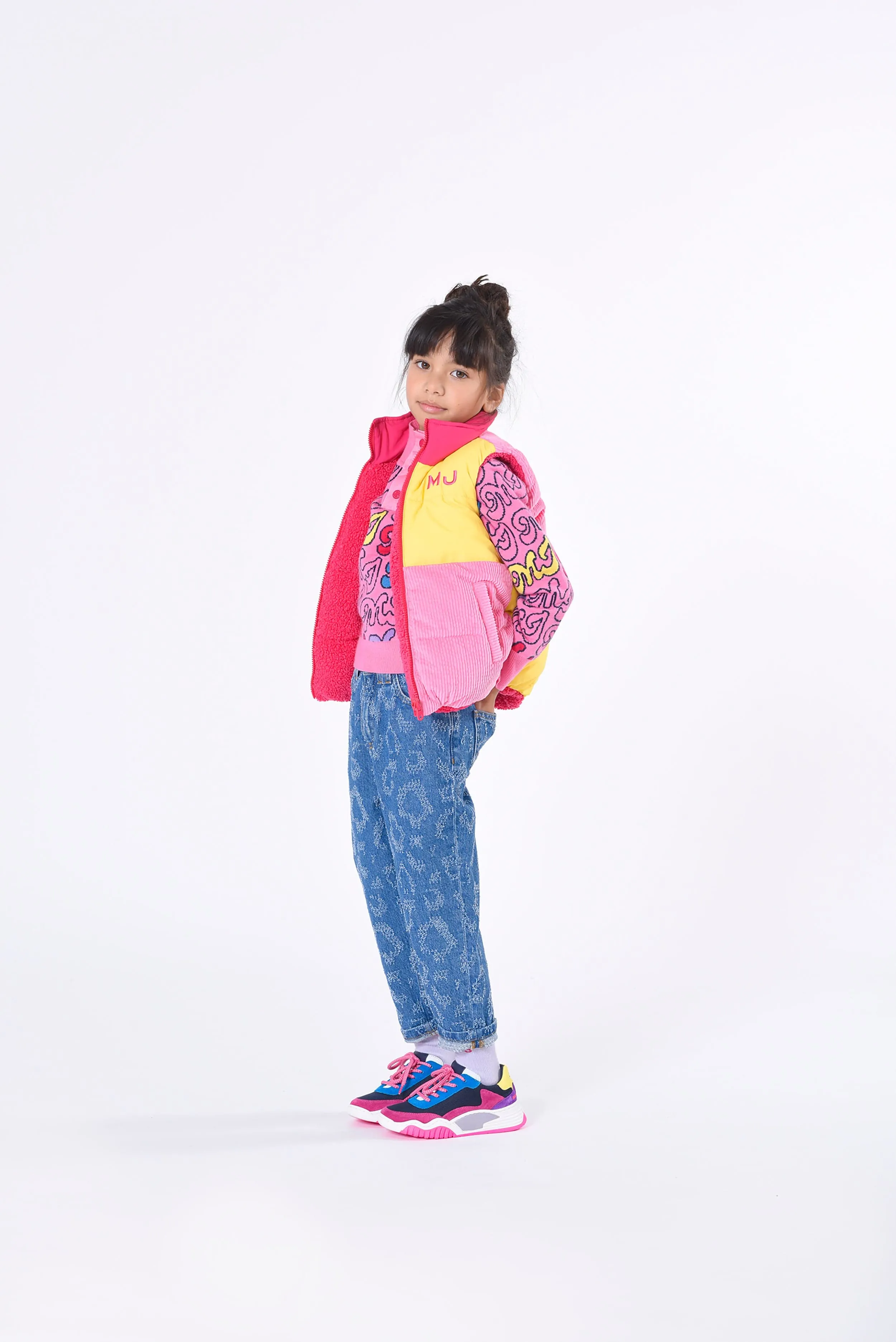 MARC JACOBS Girls Reversible Puffer Gilet in Multicolour