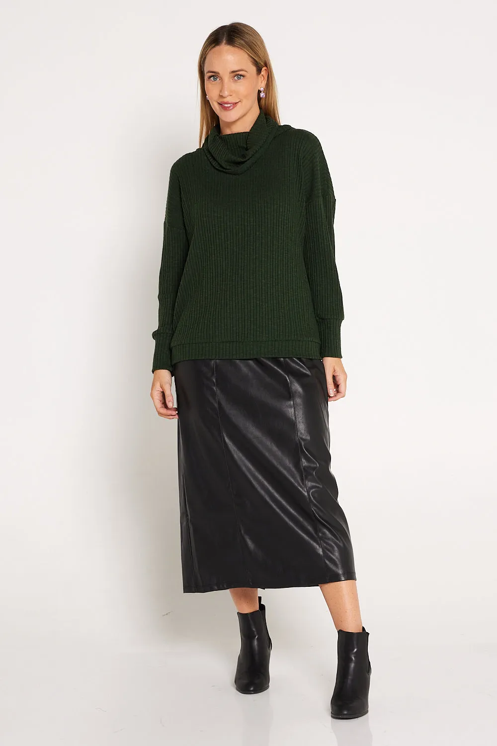 Marlene Vegan Leather Skirt - Black