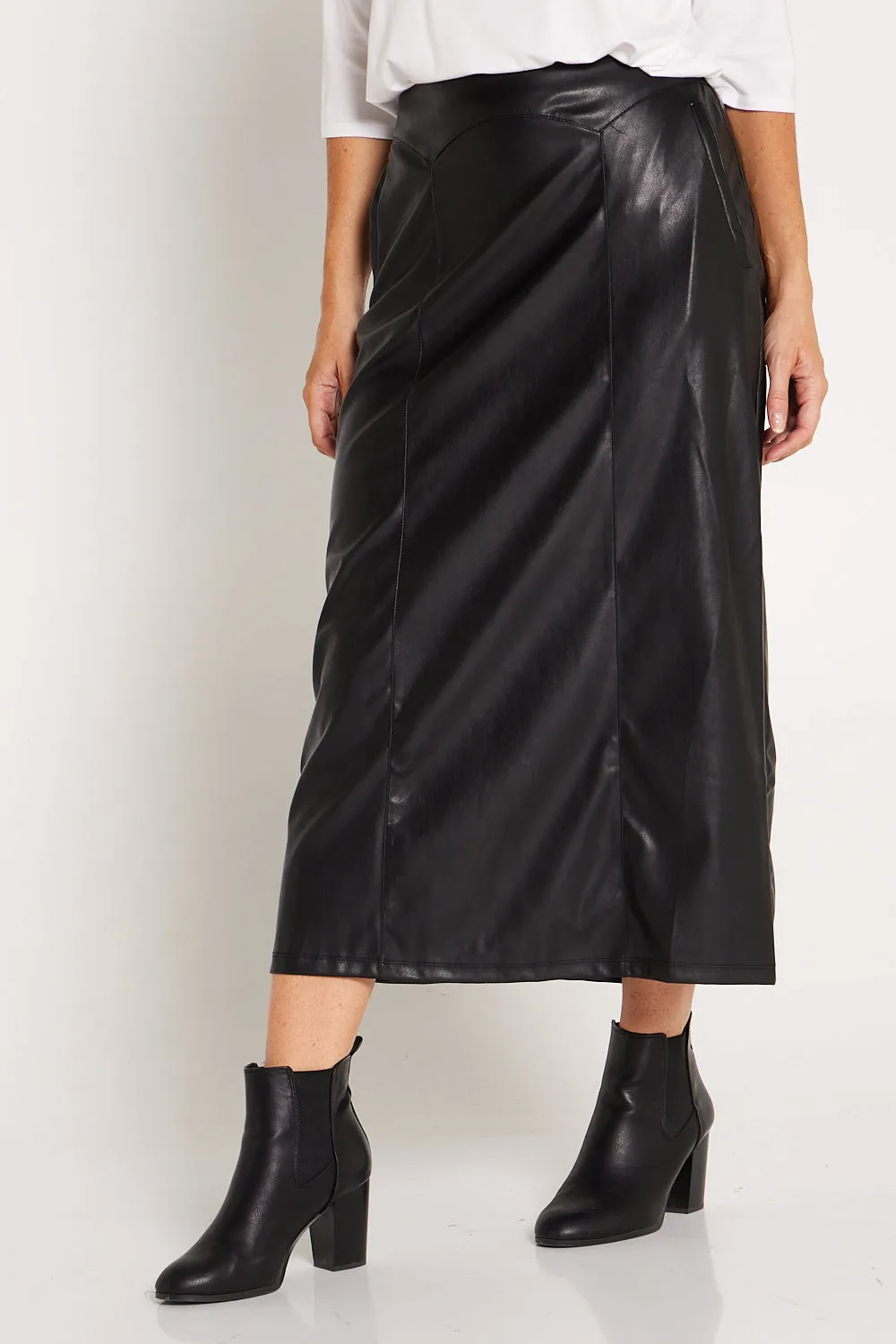 Marlene Vegan Leather Skirt - Black