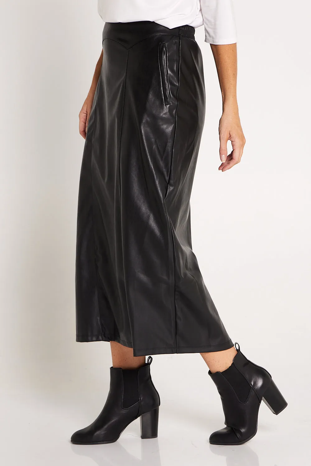 Marlene Vegan Leather Skirt - Black