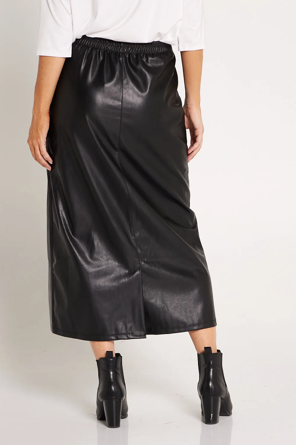 Marlene Vegan Leather Skirt - Black