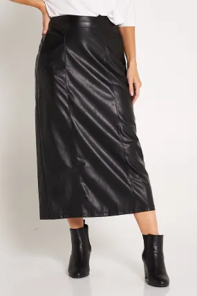 Marlene Vegan Leather Skirt - Black