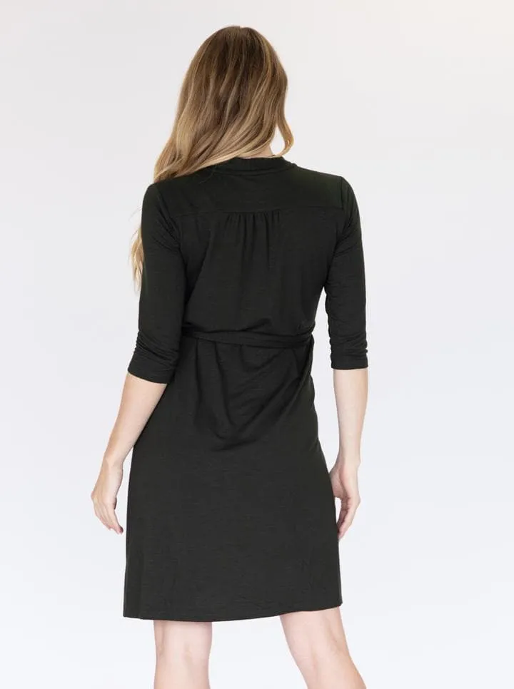 Maternity Classic Wrap Feeding Dress in Black