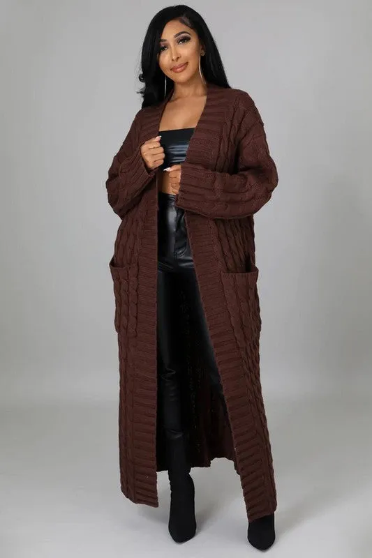 Maxi Cardigan in Pink and Brown