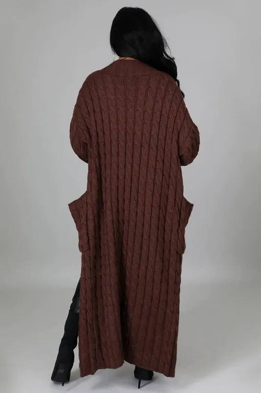 Maxi Cardigan in Pink and Brown