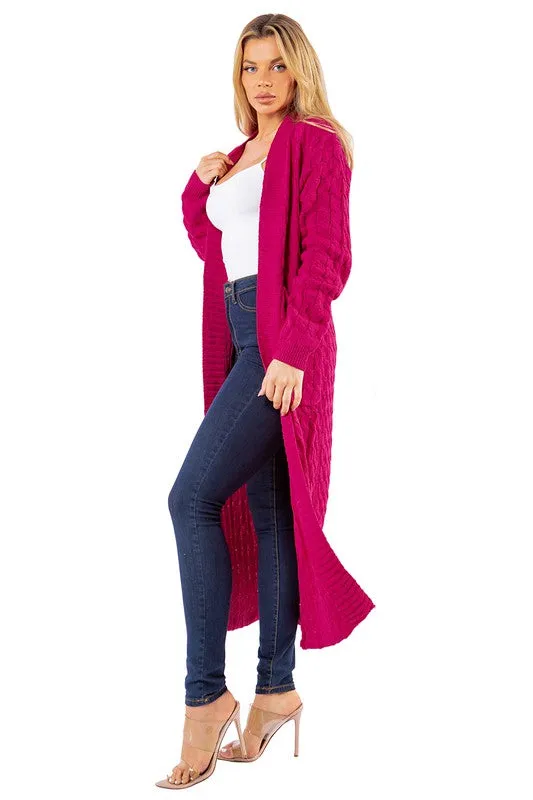 Maxi Cardigan in Pink and Brown