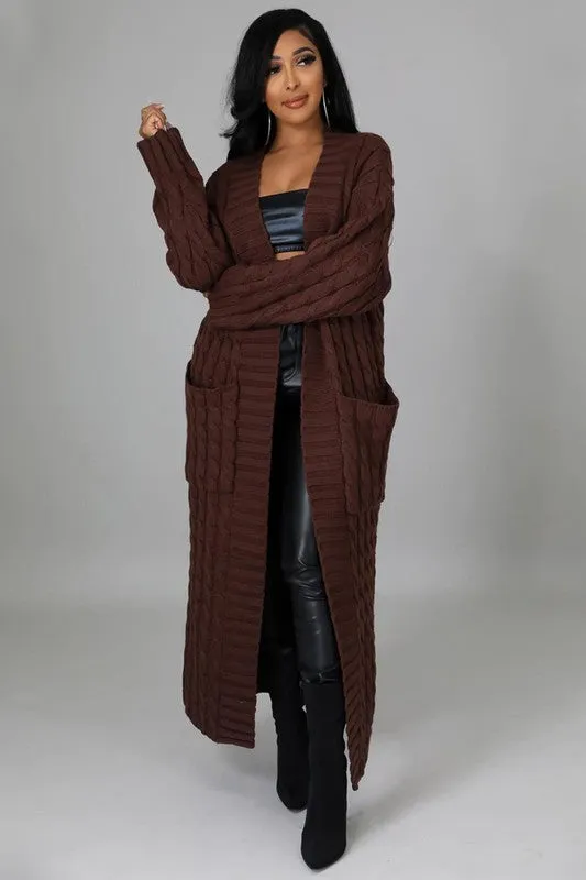 Maxi Cardigan in Pink and Brown