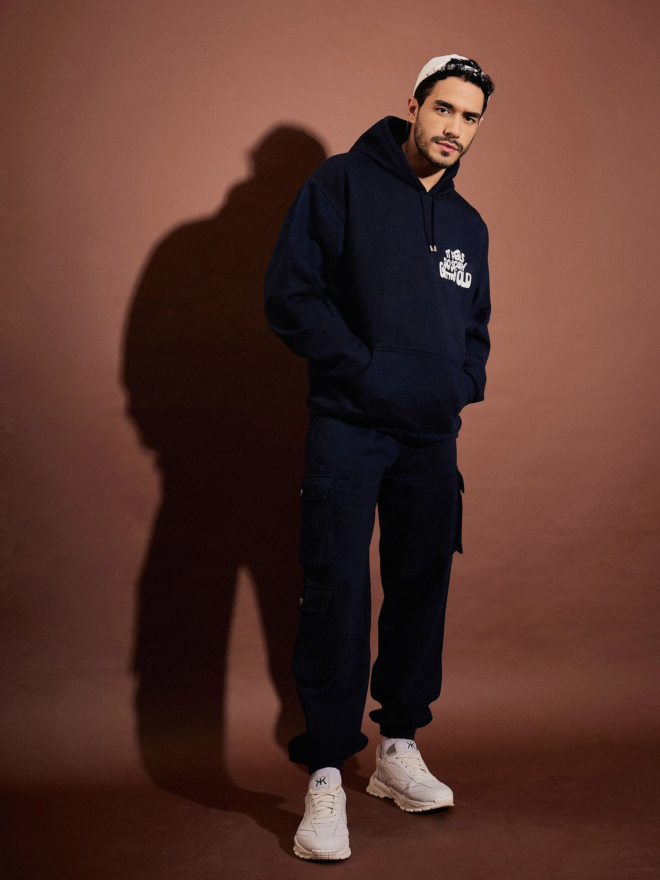 Men Navy GETTING OLD Oversized Hoodie With Joggers