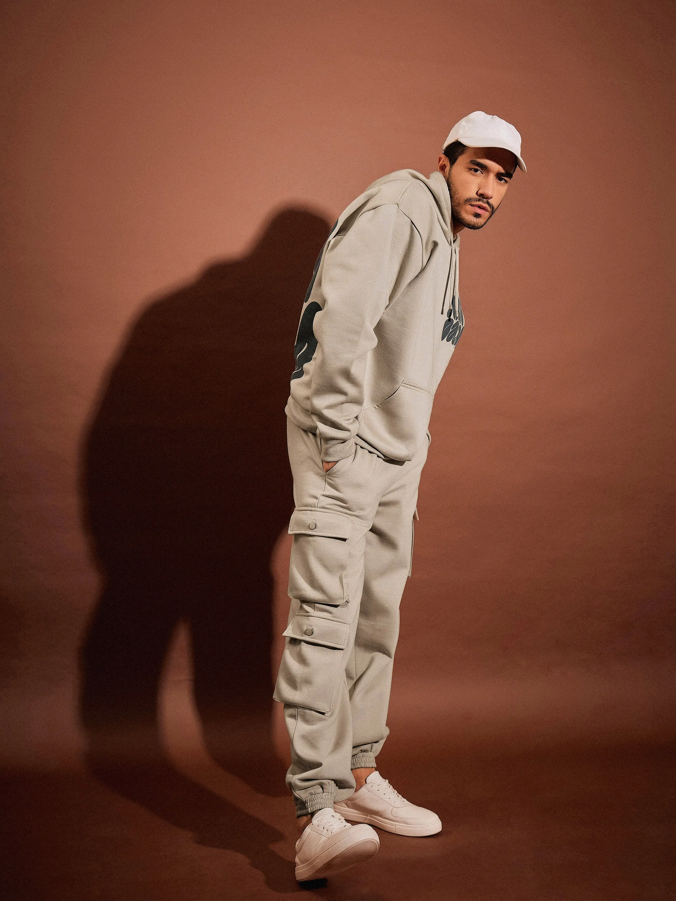 Men Taupe NEW DAY Oversized Hoodie Sweatshirt With Joggers