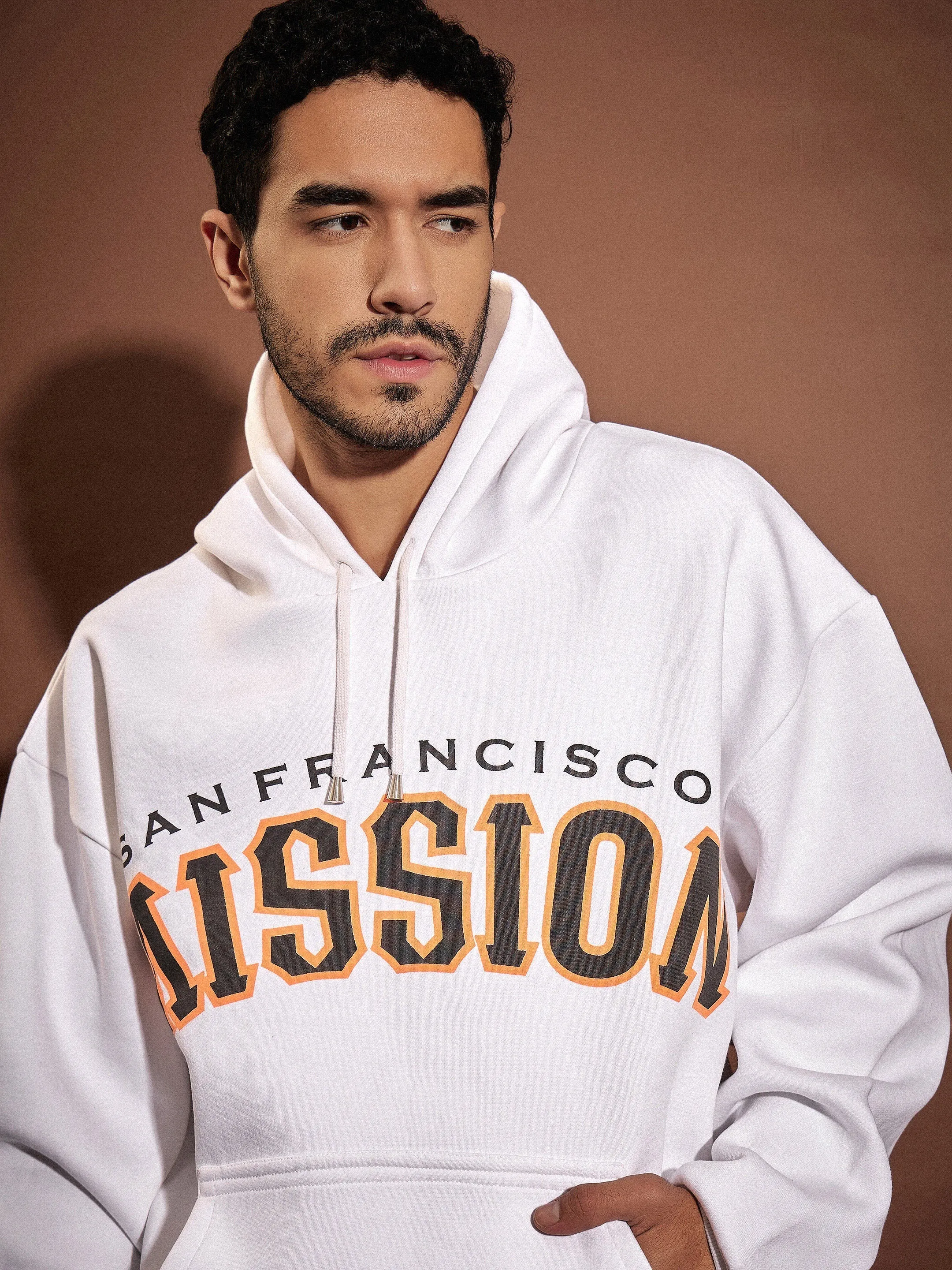 Men White SAN FRANCISCO Oversized Hoodie With Shorts