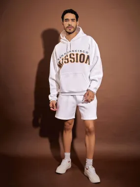 Men White SAN FRANCISCO Oversized Hoodie With Shorts