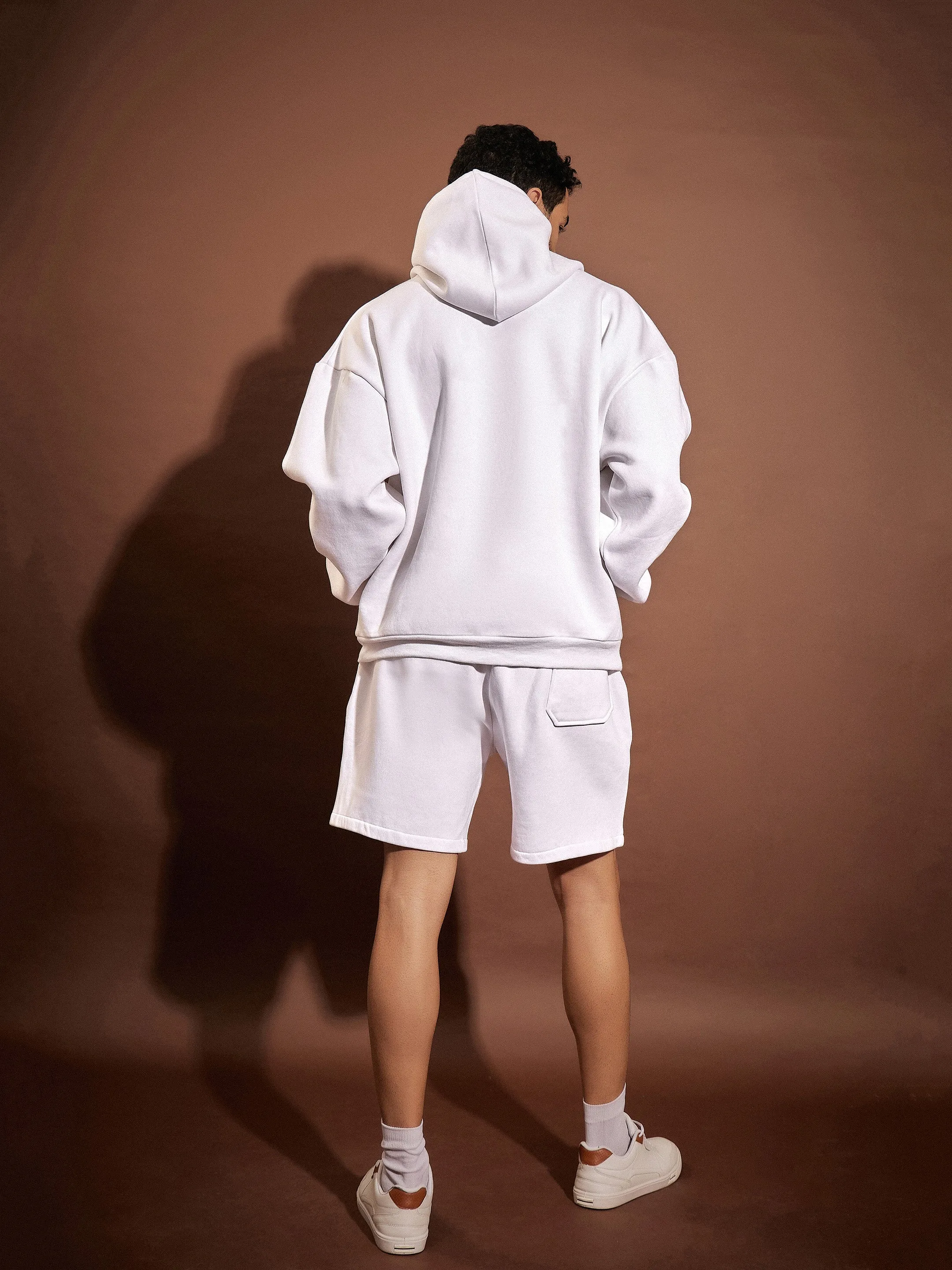 Men White SAN FRANCISCO Oversized Hoodie With Shorts